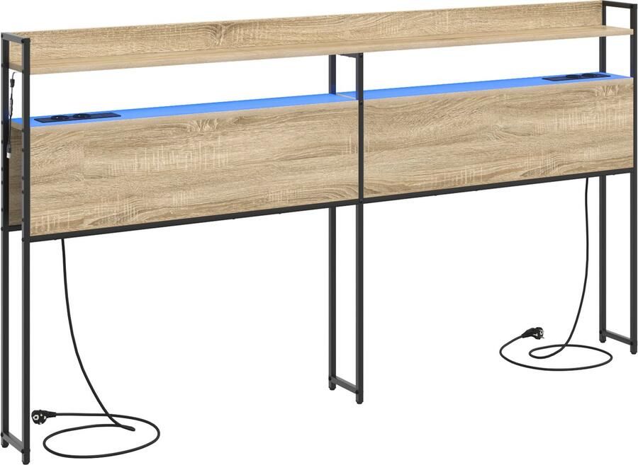 VidaXL Hoofdbord met plank met opslag Sonoma eiken 200 cm Bewerkt hout