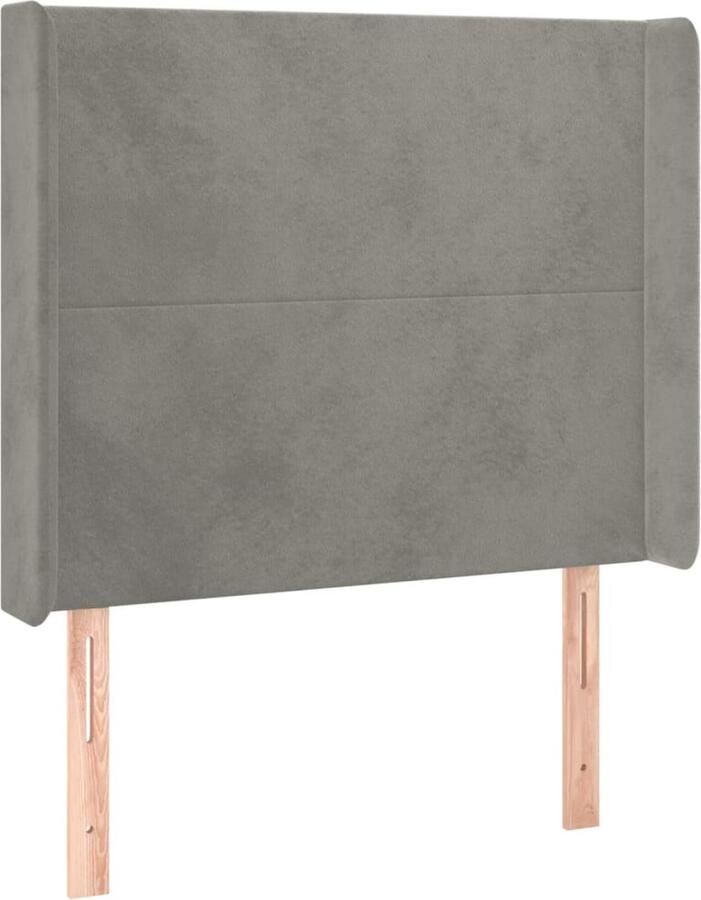 VidaXL Hoofdbord met randen 103x16x118 128 cm fluweel lichtgrijs - Foto 3