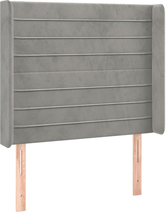 VidaXL Hoofdbord met randen 103x16x118 128 cm fluweel lichtgrijs - Foto 2