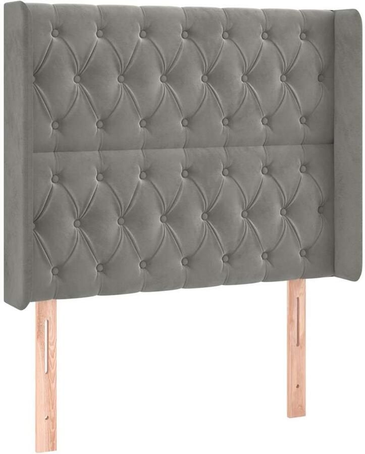 VidaXL Hoofdbord met randen 93x16x118 128 cm fluweel lichtgrijs - Foto 2