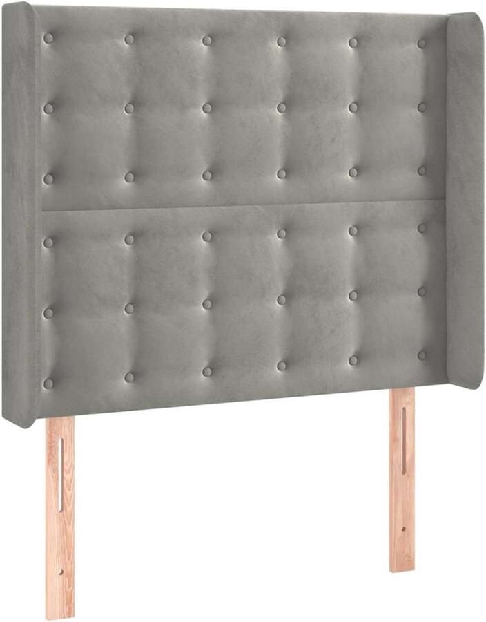 VidaXL Hoofdbord met randen 93x16x118 128 cm fluweel lichtgrijs - Foto 3