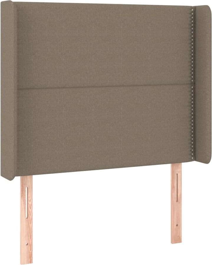 VidaXL Hoofdbord met randen 93x16x118 128 cm stof taupe - Foto 3