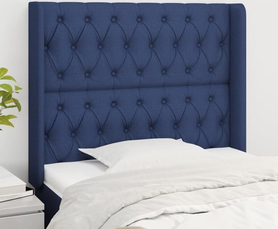VidaXL Hoofdbord Stof 93x16x118 128 cm Blauw Hoofd Bord Hoofdbord Bed Accessoires Slaap Kamer Meubels Blauwe Hoofdbord Stoffen Hoofdbord Modern Hoofdbord Comfortabel Hoofdbord - Foto 2