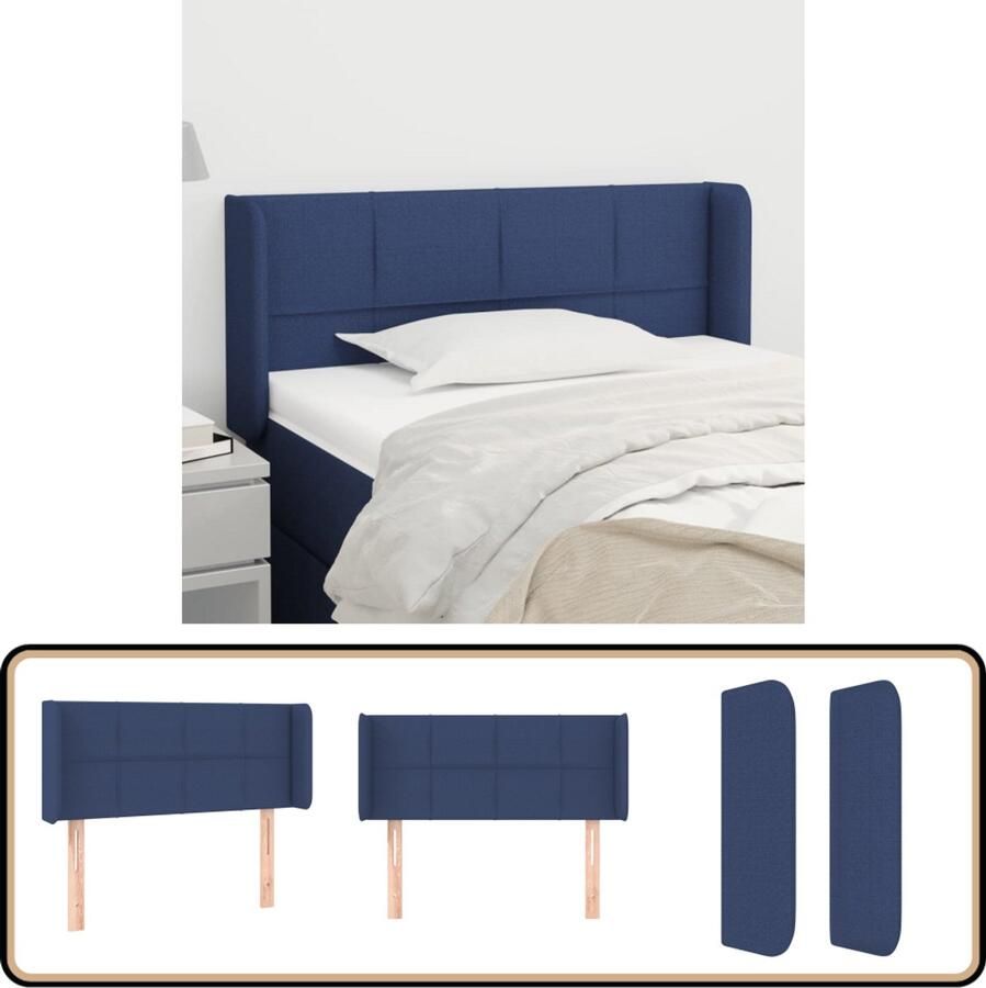 VidaXL Hoofdbord met randen 103x16x78 88 cm Blauw Hoofd Bord Hoofdkussen Bedkleden Slaap Accessoires Blauwe Kamerdecoratie