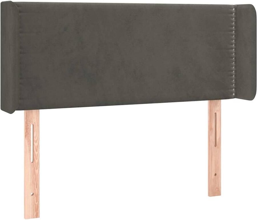VidaXL Hoofdbord met randen 103x16x78 88 cm fluweel donkergrijs - Foto 2