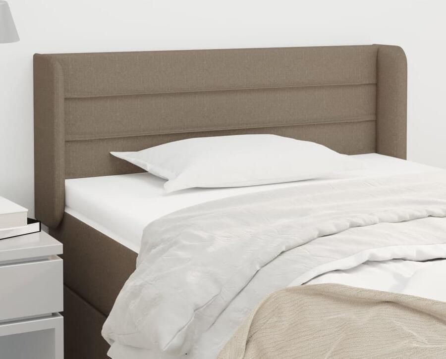 VidaXL Hoofdbord met randen 103x16x78 88 cm Taupe Hoofd Bord Beddecoratie Hoofdkussen Slaap Accessoires Klassiek Hoofdbord Stoffen Hoofdbord Taupes - Foto 2