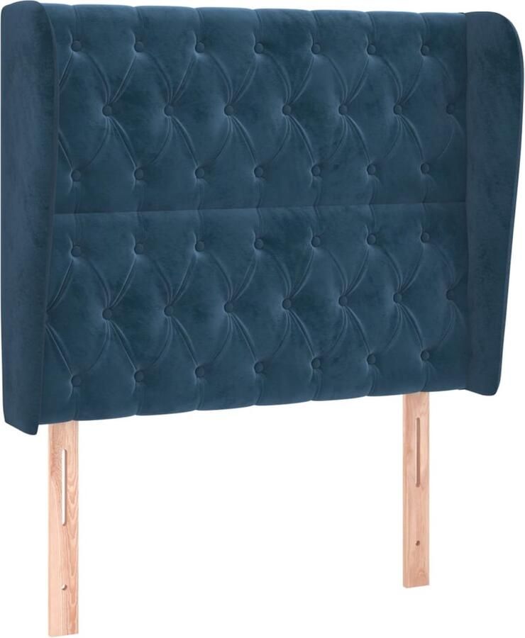 VidaXL Hoofdbord met randen 93x23x118 128 cm fluweel donkerblauw - Foto 2