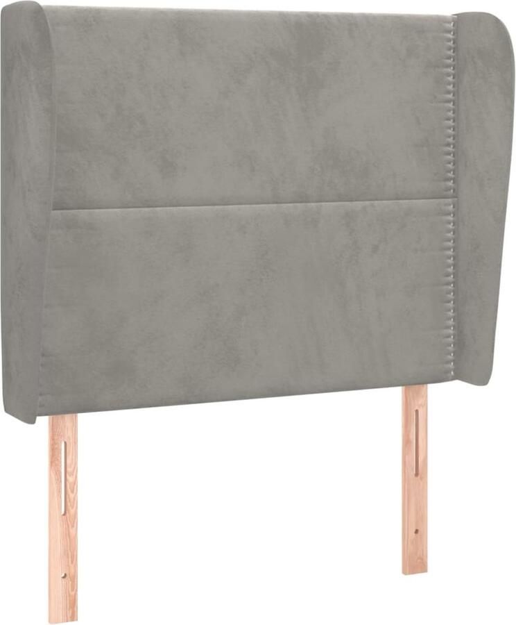 VidaXL Hoofdbord met randen 83x23x118 128 cm fluweel lichtgrijs - Foto 4