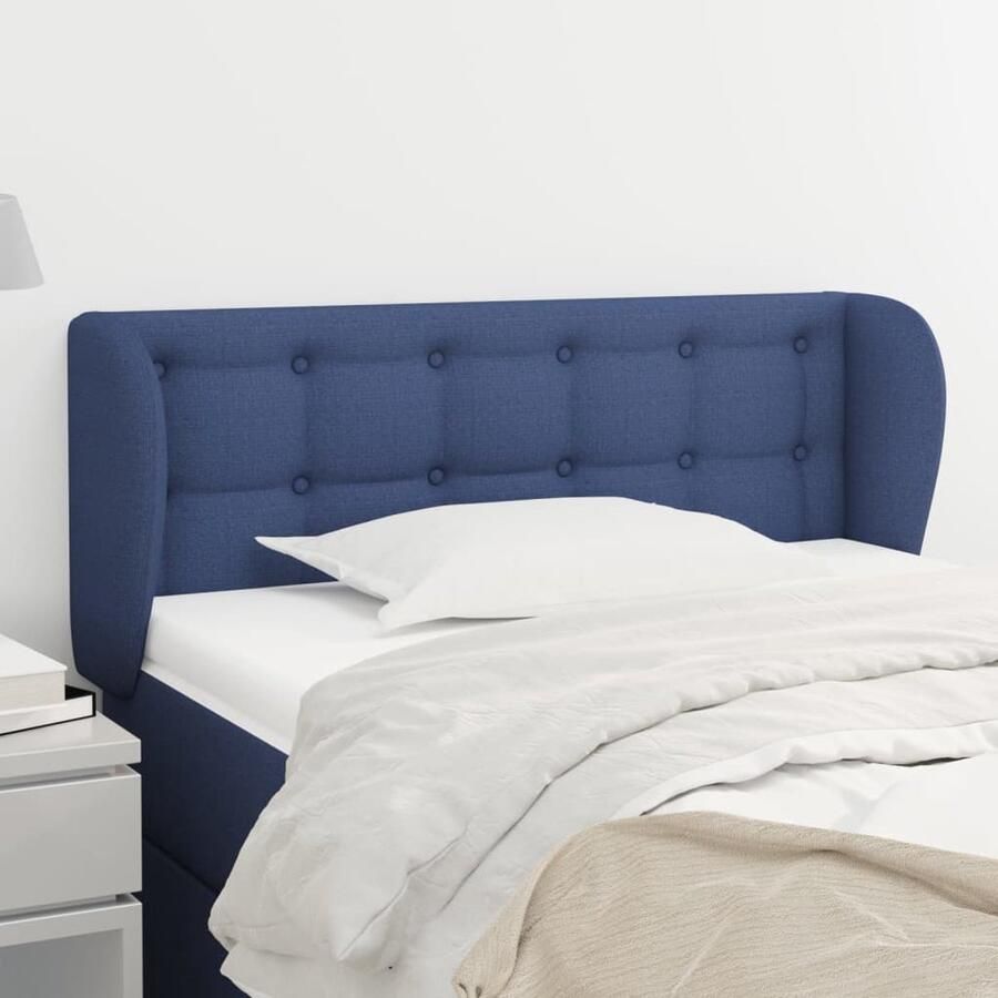 VidaXL Hoofdbord met randen 103x23x78 88 cm Blauw Klassieke Hoofdbord Blauw Bedhoofd Stoffen Hoofdbord Met Randen Adjustable Headboard - Foto 2