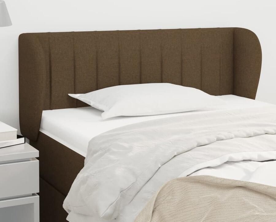 VidaXL Hoofdbord met randen 103x23x78 88 cm Donkerbruin Hoofd Bord Hoofdkussen Bed Accessoires Stoffen Hoofdbord Donkere Bruine Meubels Kamer Decoratie Slaapkamers - Foto 2