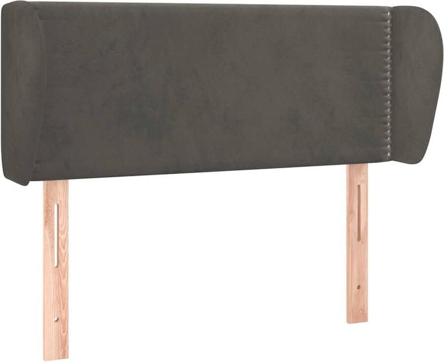 VidaXL Hoofdbord met randen 103x23x78 88 cm fluweel donkergrijs - Foto 2
