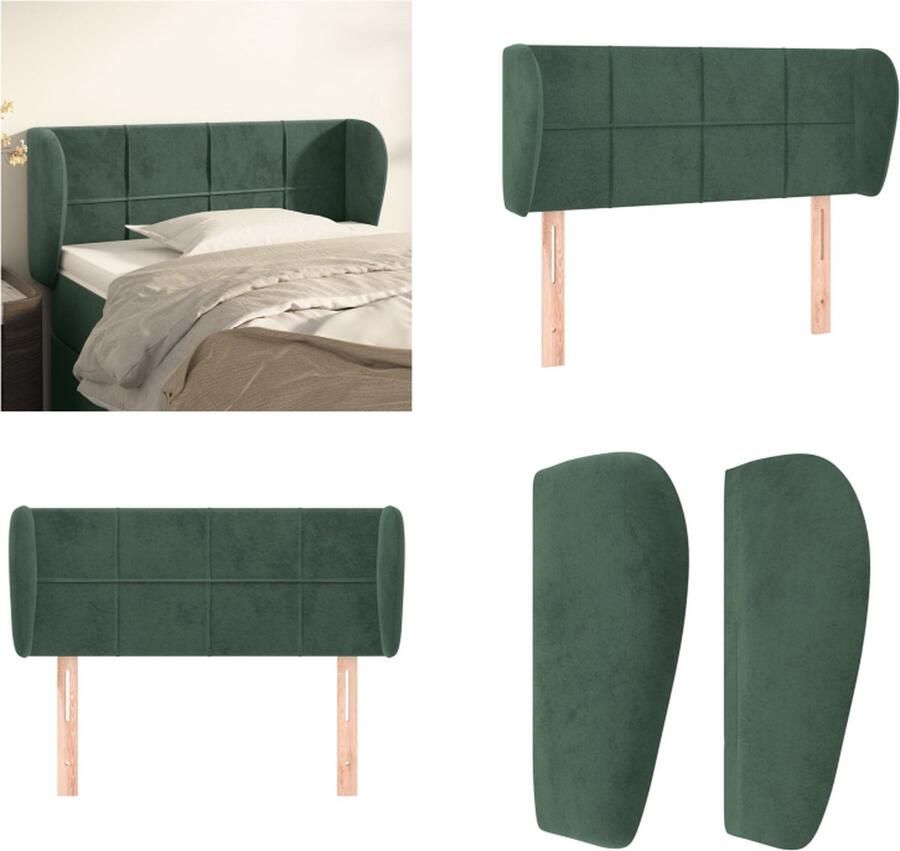 VidaXL Hoofdbord met randen 93x23x78 88 cm fluweel donkergroen Hoofdbord Hoofdborden Hoofdeinde Houten Hoofdbord
