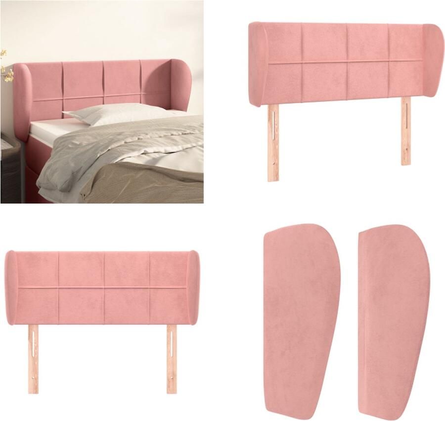 VidaXL Hoofdbord met randen 103x23x78 88 cm fluweel roze Hoofdbord Hoofdborden Hoofdeinde Houten Hoofdbord