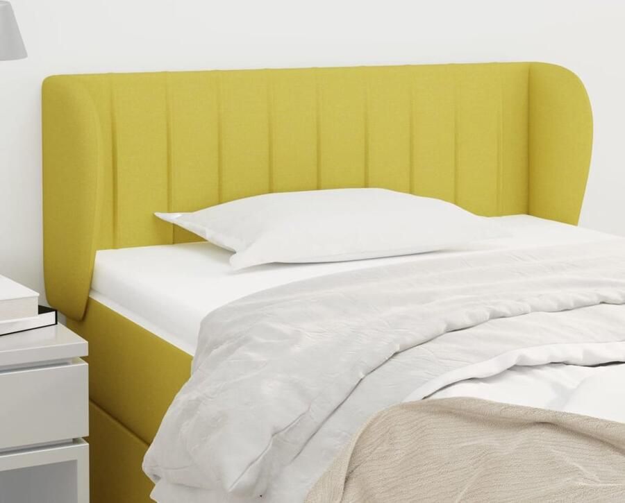 VidaXL Hoofdbord met randen 103x23x78 88 cm Groen Hoofd Bord Bedhoofdbord Slaapkamers Groene Kamer Klassieke Meubels Comfortabel Hoofdbord Stof Hoofdbord - Foto 2