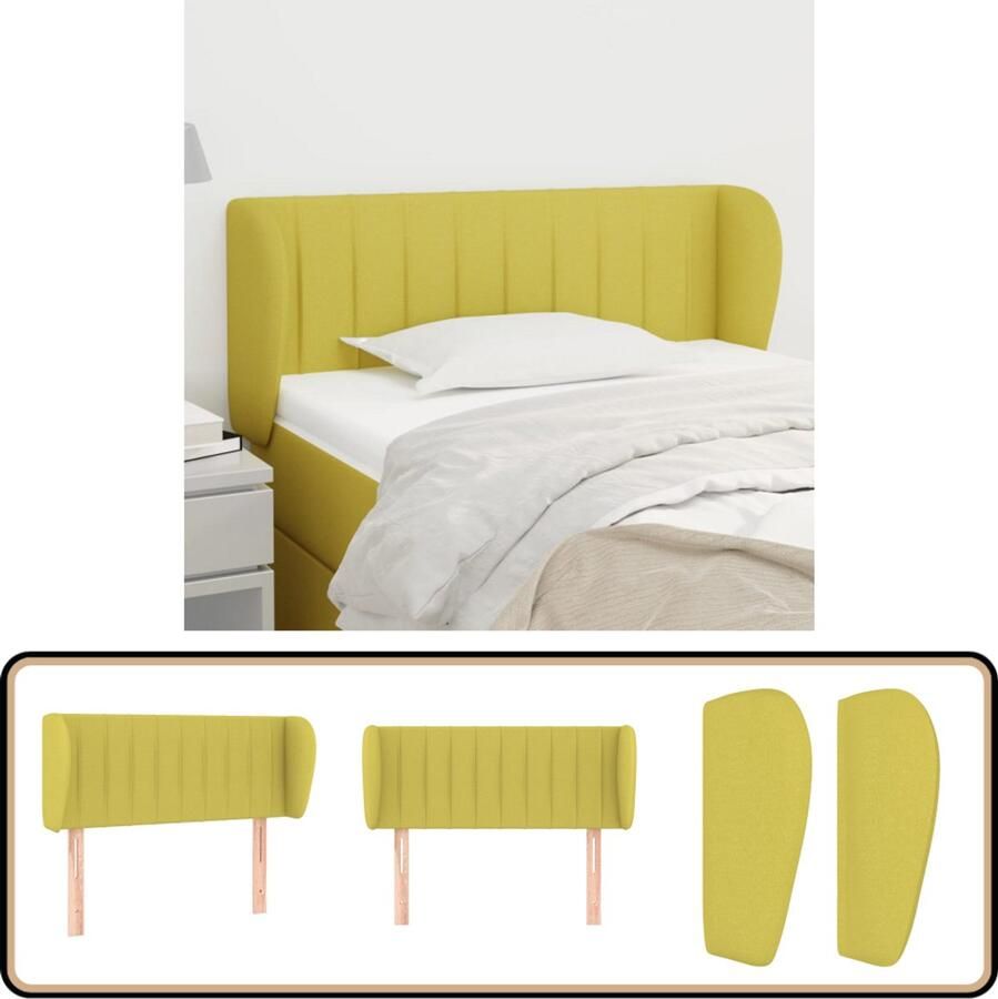 VidaXL Hoofdbord met randen 103x23x78 88 cm Groen Hoofd Bord Bedhoofdbord Slaapkamers Groene Kamer Klassieke Meubels Comfortabel Hoofdbord Stof Hoofdbord