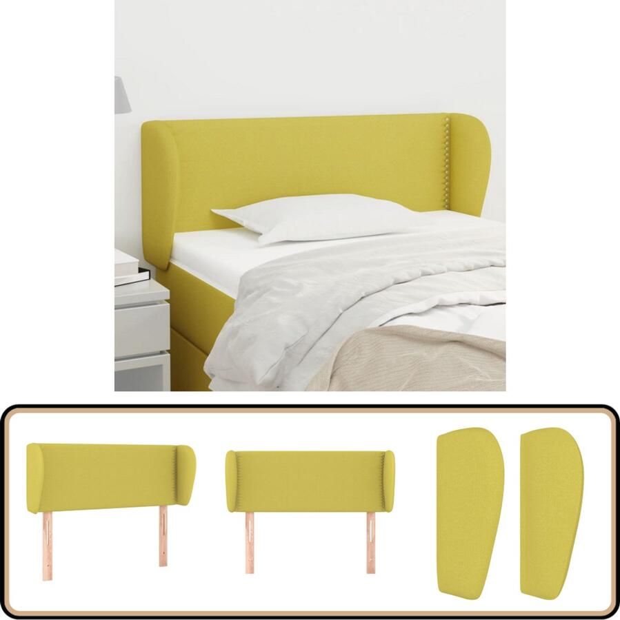 VidaXL Hoofdbord met randen 103x23x78 88 cm Groen Hoofd Bord Hoofdkussen Stoffen Hoofdbord Klassiek Hoofdbord Groen Hoofdbord Leeshoek Tv Hoek Comfortabel Hoofdbord