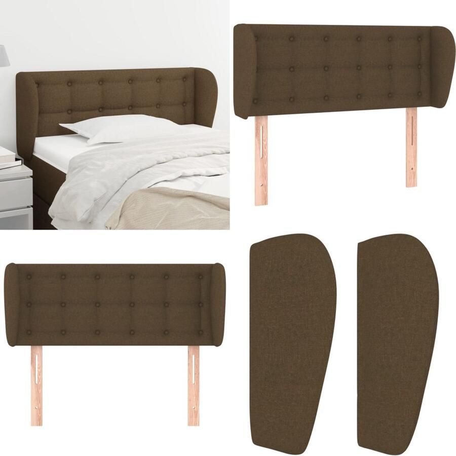 VidaXL Hoofdbord met randen 103x23x78 88 cm stof donkerbruin Hoofdbord Hoofdborden Hoofdeinde Houten Hoofdbord
