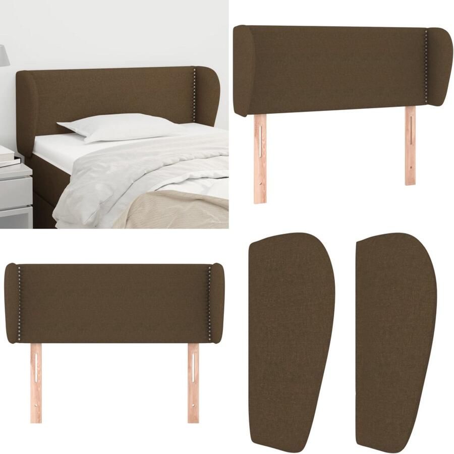 VidaXL Hoofdbord met randen 103x23x78 88 cm stof donkerbruin Hoofdbord Hoofdborden Hoofdeinde Houten Hoofdbord