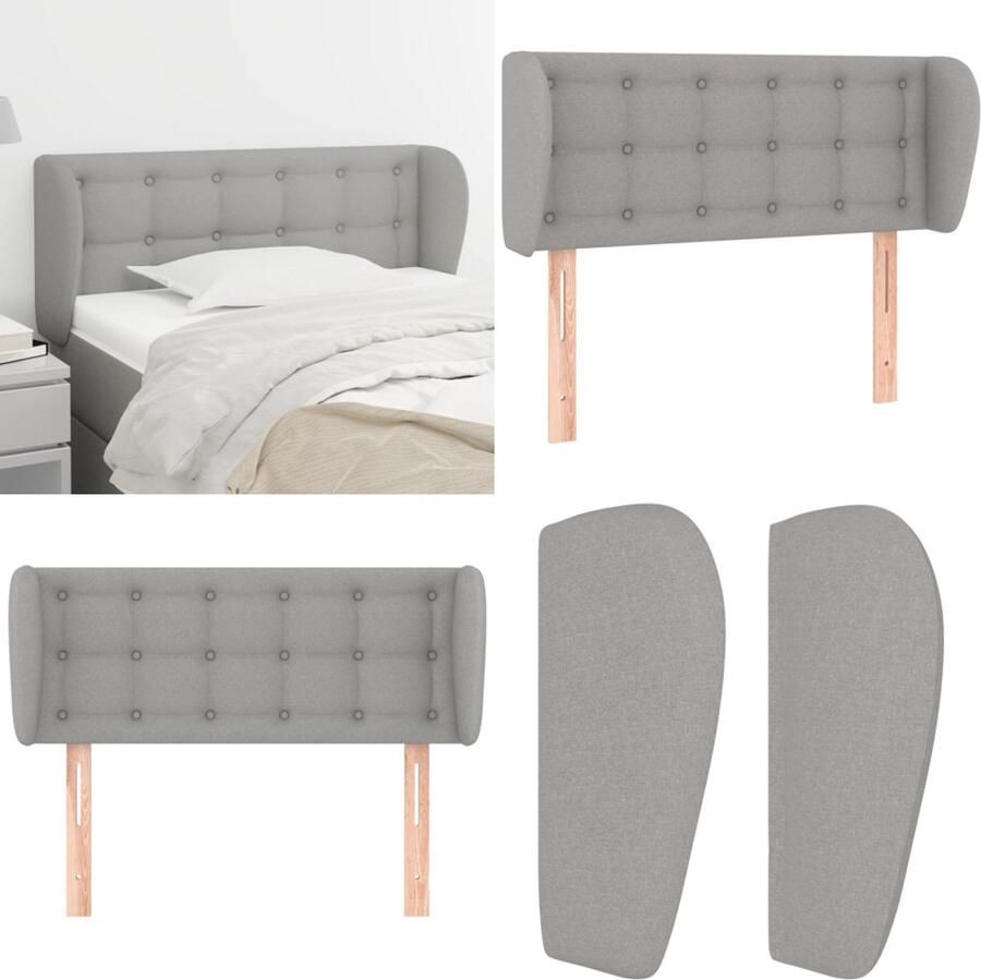 VidaXL Hoofdbord met randen 103x23x78 88 cm stof lichtgrijs Hoofdbord Hoofdborden Hoofdeinde Houten Hoofdbord