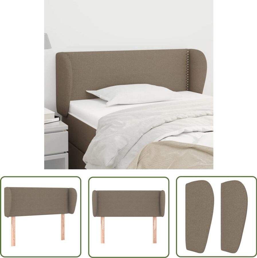 VidaXL Hoofdbord met randen 103x23x78 88 cm Taupe Hoofd Bord Hoofdeinde Bed Accessoires Stoffen Hoofdbord Taupes Kleuren Slaapkamers Decoreren