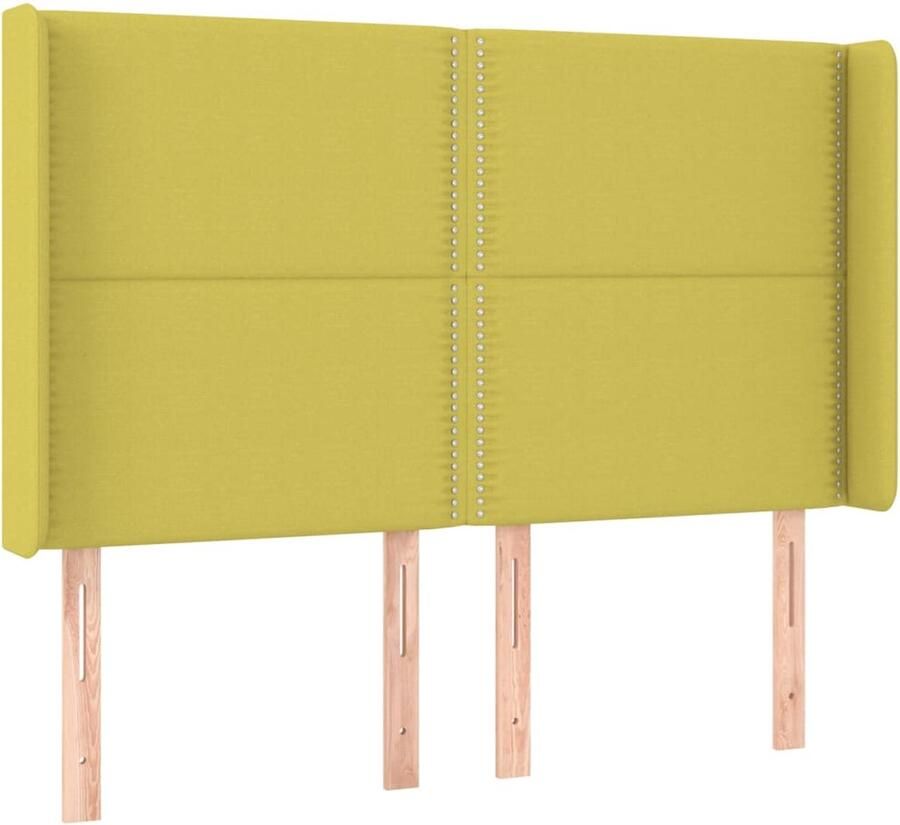 VidaXL Hoofdbord met randen 147x16x118 128 cm stof groen