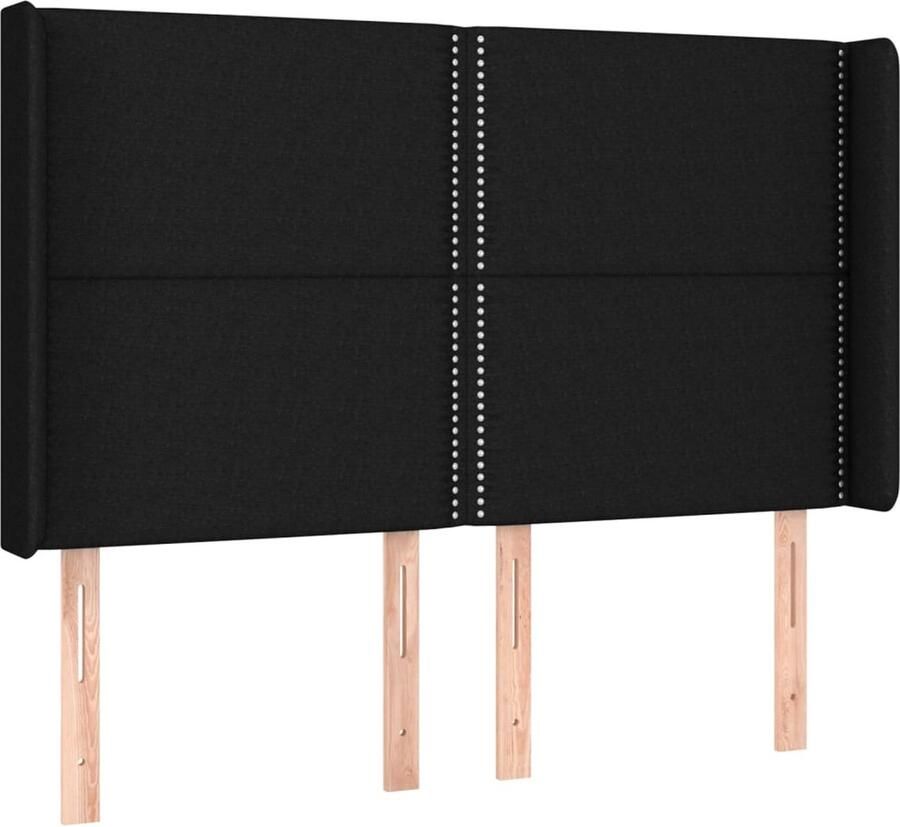 VidaXL Hoofdbord met randen 147x16x118 128 cm stof zwart