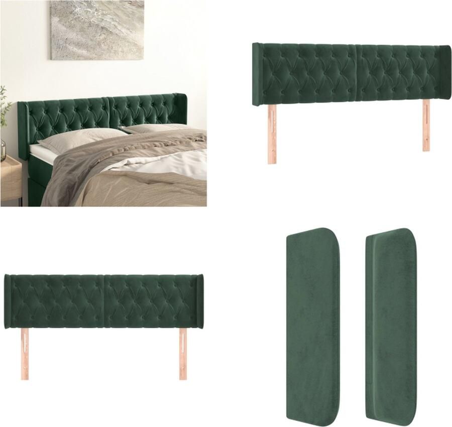 The Living Store Hoofdbord met randen 147x16x78 88 cm fluweel donkergroen Klassieke Hoofdbord Fluweel Hoofdbord Donkere Groene Hoofdbord Bedroom Decoratie Hoofdbord Verhogen