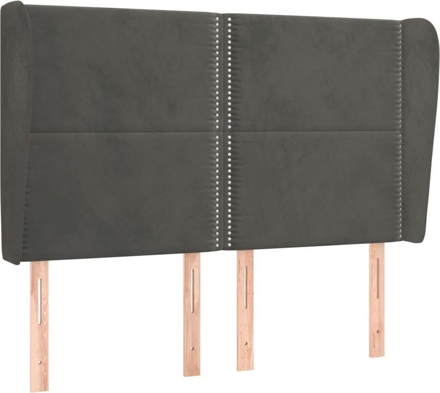 VidaXL Hoofdbord met randen 147x23x118 128 cm fluweel donkergrijs - Foto 2
