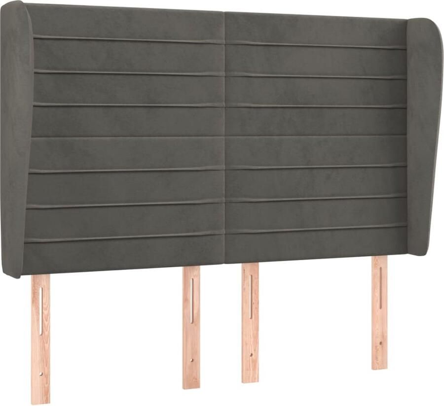 VidaXL Hoofdbord met randen 147x23x118 128 cm fluweel donkergrijs