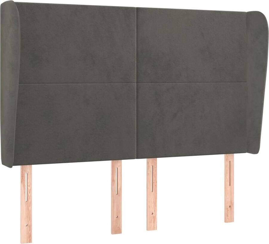 VidaXL Hoofdbord met randen 147x23x118 128 cm fluweel donkergrijs