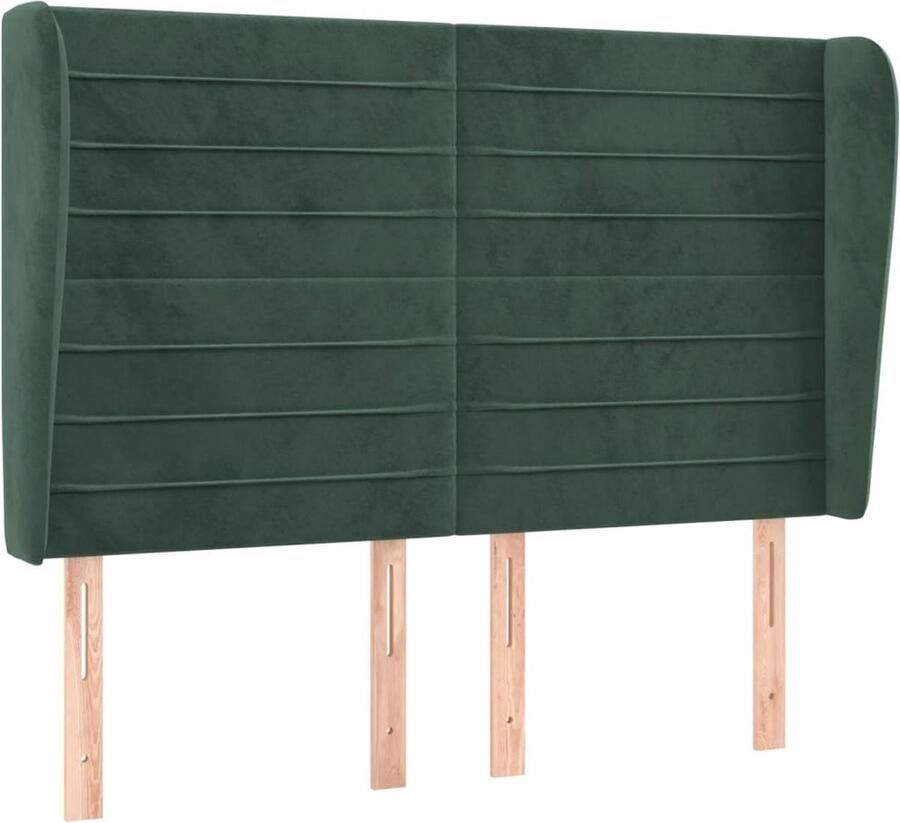 VidaXL Hoofdbord met randen 147x23x118 128 cm fluweel donkergroen - Foto 2