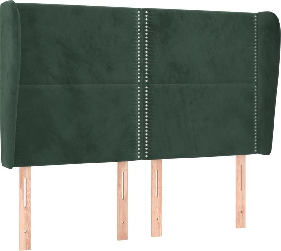 VidaXL Hoofdbord met randen 147x23x118 128 cm fluweel donkergroen