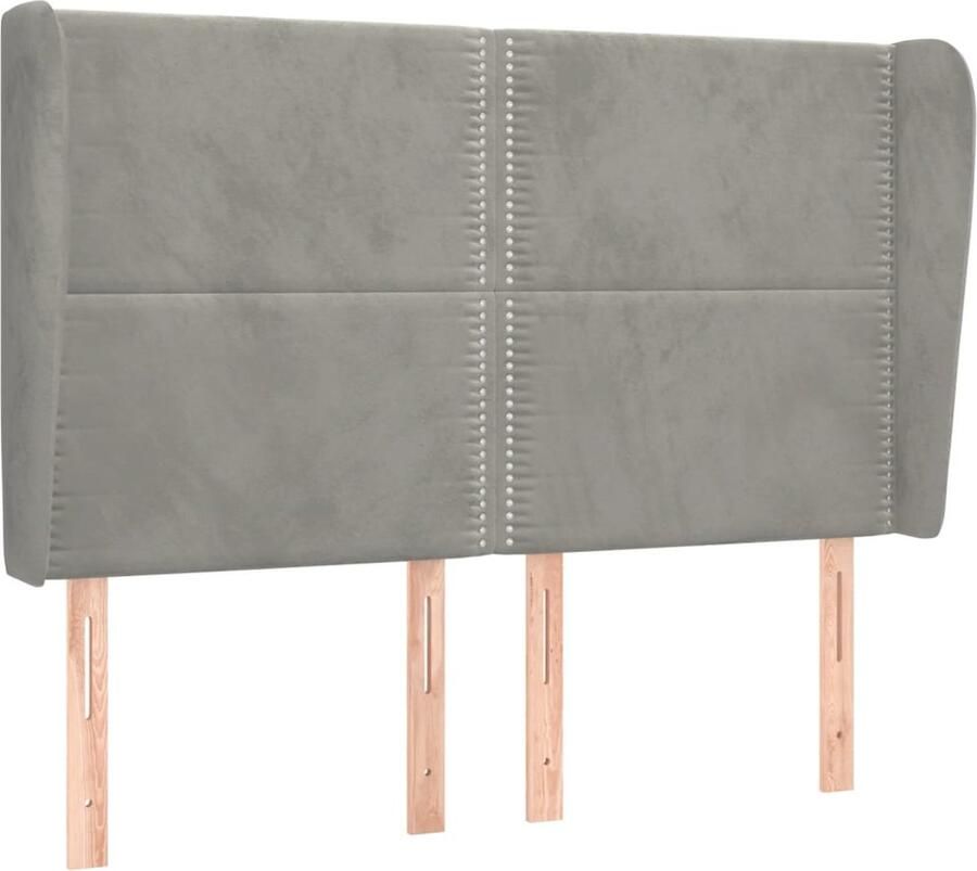 VidaXL Hoofdbord met randen 147x23x118 128 cm fluweel lichtgrijs - Foto 2
