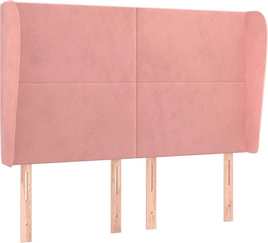 VidaXL Hoofdbord met randen 147x23x118 128 cm fluweel roze - Foto 3