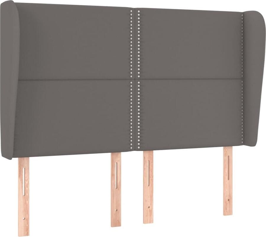 VidaXL Hoofdbord met randen 147x23x118 128 cm kunstleer grijs - Foto 2