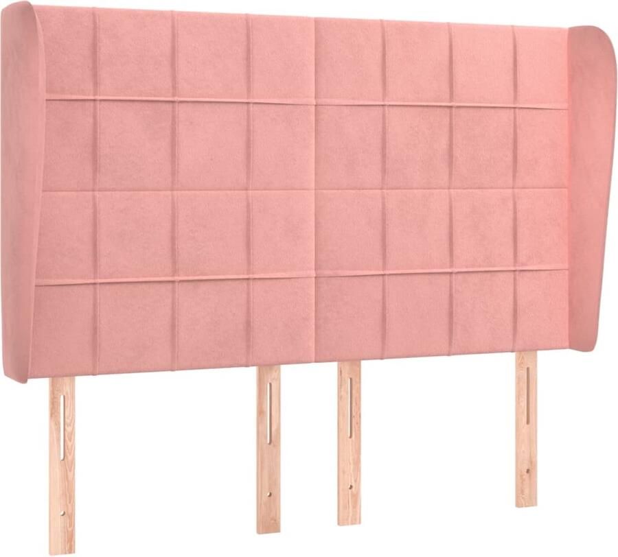 VidaXL Hoofdbord met randen 147x23x118 128 cm fluweel roze - Foto 4