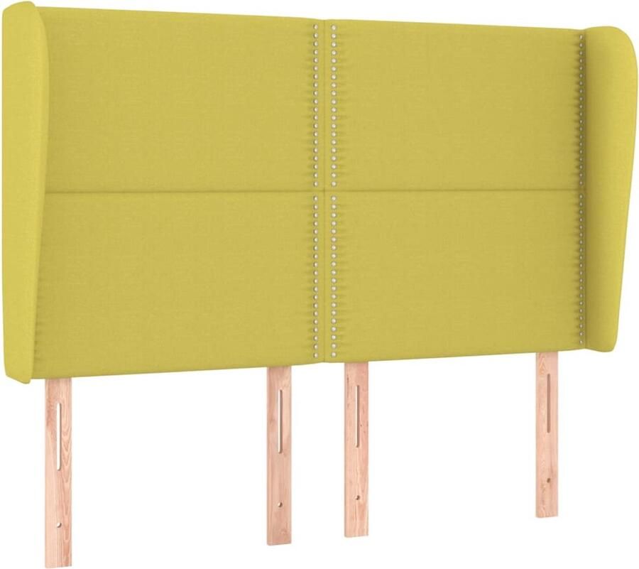 VidaXL Hoofdbord met randen 147x23x118 128 cm stof groen