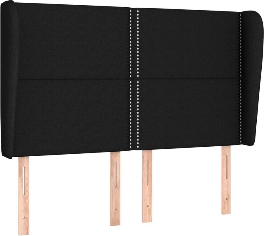 VidaXL Hoofdbord met randen 147x23x118 128 cm stof zwart