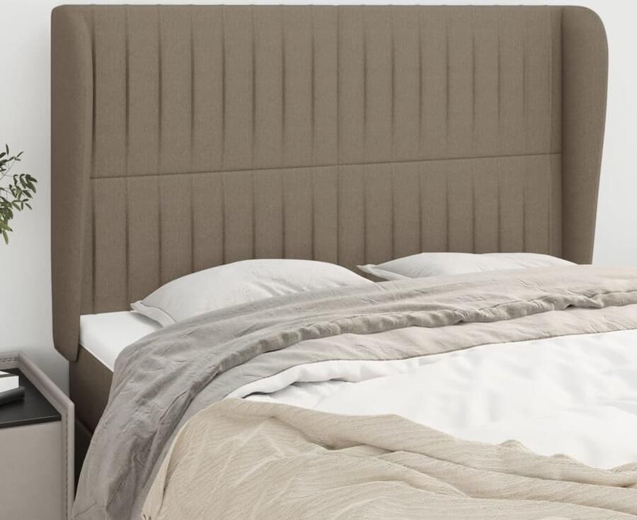 VidaXL Hoofdbord Met Randen 147x23x118 128 cm Taupe Hoofd Bord Hoofdeinde Bed Accessoires Slaap Kamer Stoffen Hoofdbord Beige Hoofdbord Comfortabel Hoofdbord - Foto 2