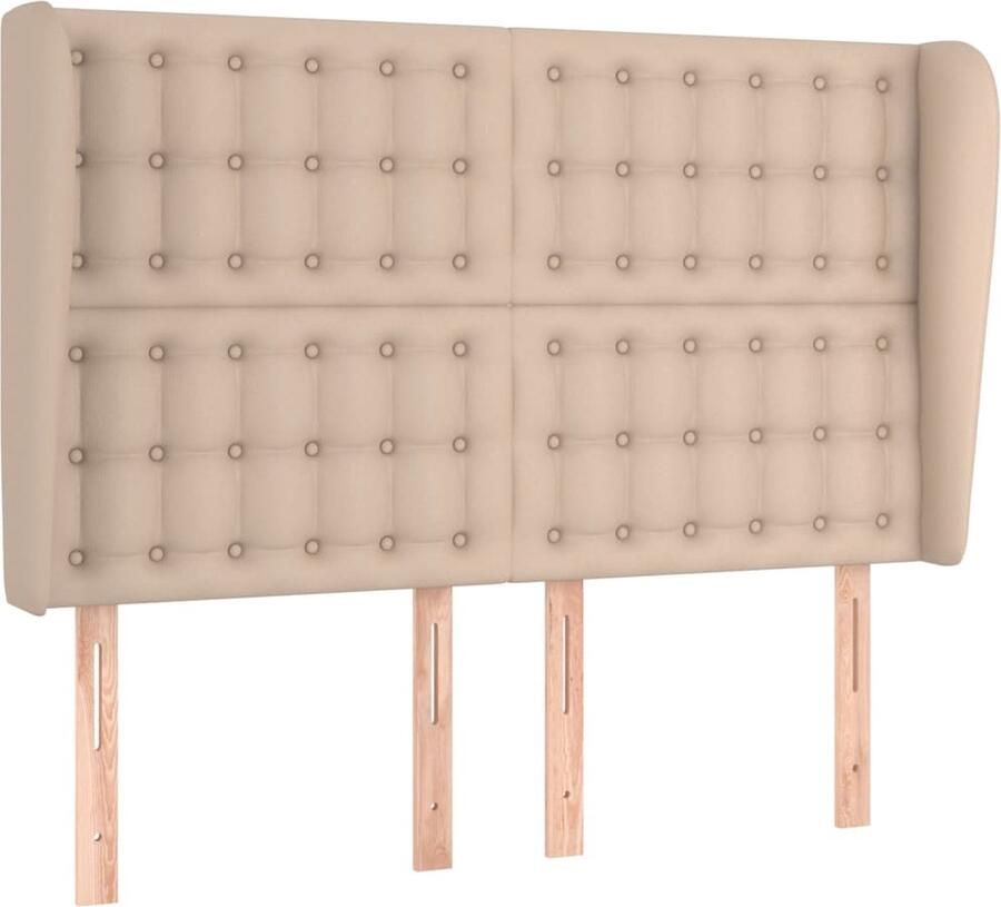 VidaXL Hoofdbord met randen 147x23x118 128cm kunstleer cappuccinokleur - Foto 6