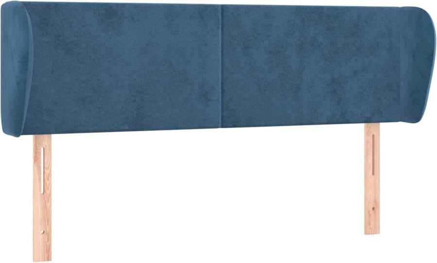 VidaXL Hoofdbord met randen 147x23x78 88 cm fluweel donkerblauw - Foto 3