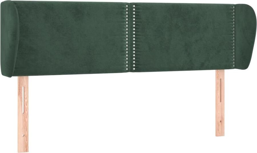 VidaXL Hoofdbord met randen 147x23x78 88 cm fluweel donkergroen - Foto 2