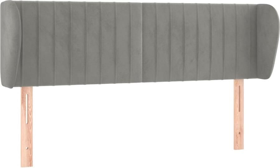 VidaXL Hoofdbord met randen 147x23x78 88 cm fluweel lichtgrijs - Foto 3