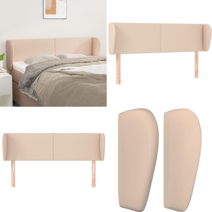 VidaXL Hoofdbord met randen 147x23x78 88 cm kunstleer cappuccinokleur Hoofdbord Hoofdborden Hoofdeinde Houten Hoofdbord