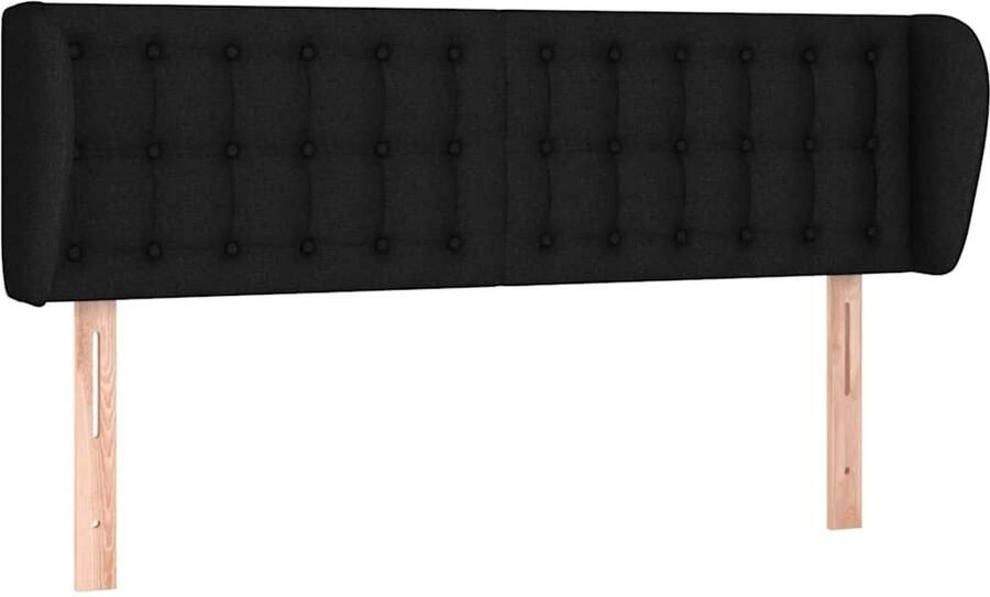 VidaXL Hoofdbord met randen 147x23x78 88 cm stof zwart - Foto 2