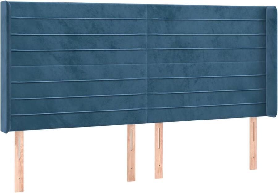 VidaXL Hoofdbord met randen 163x16x118 128 cm fluweel donkerblauw - Foto 3