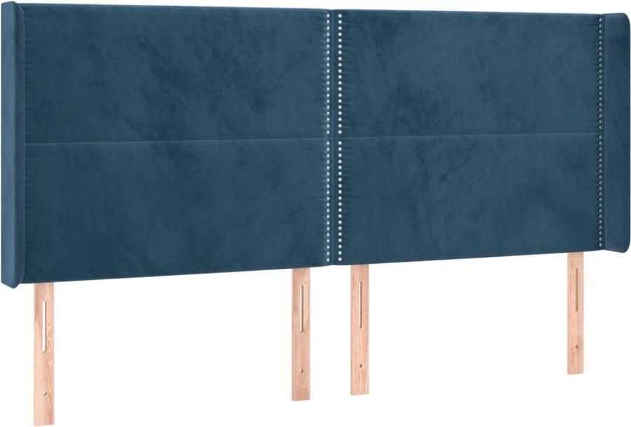 VidaXL Hoofdbord Fluweel Donkerblauw 203x16x118 128 cm Hoofd Bord Hoofdkussen Bed Accessoires Velvet Blauw Slaap Kamer Decoratie - Foto 2