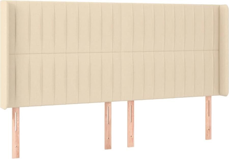 VidaXL Hoofdbord met randen 163x16x118 128 cm stof crÃ¨mekleurig - Foto 3