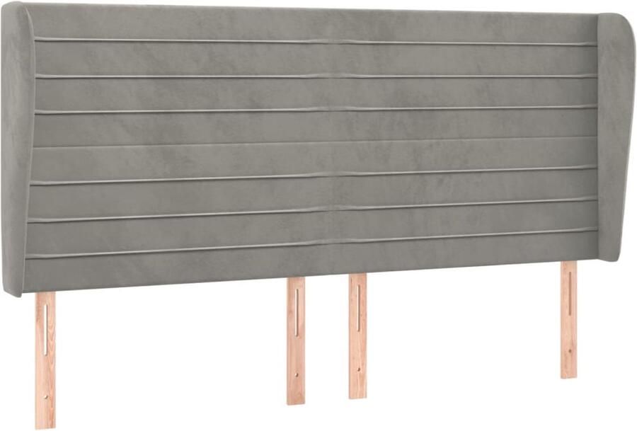 VidaXL Hoofdbord met randen 203x23x118 128 cm fluweel lichtgrijs - Foto 2