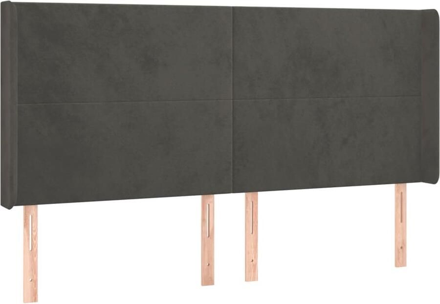 VidaXL Hoofdbord met randen 183x16x118 128 cm fluweel donkergrijs